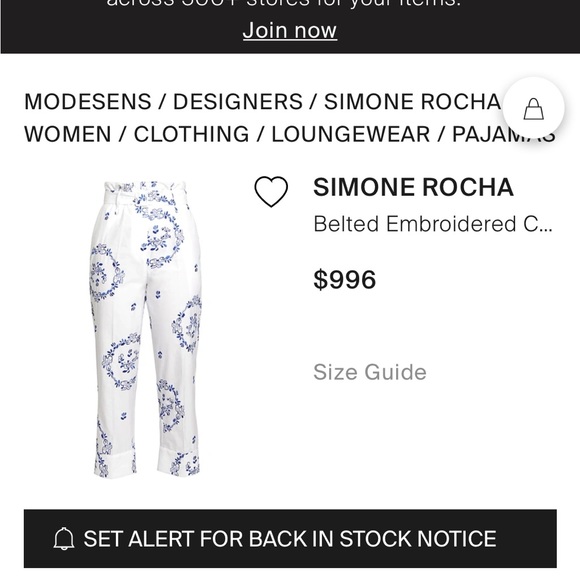 $995 Simone Rocha Belted Embroidered Cotton-blend Straight-leg Pants In White - Picture 6 of 10